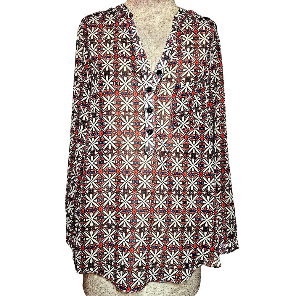 Anthropology Long Sleeve Sheer Blouse Size Small